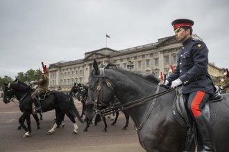 Mounted military, horses, Trooping the colour, military parade in June in honour of the British