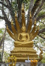 Statue of Mucalinda sheltering Buddha, Phousi or Phu Si Hill, Luang Prabang, Laos, Asia