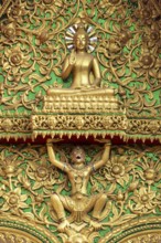 Pediment with Buddha and Garuda, Wat Si Saket, Vientiane, Vientiane Province, Laos, Asia