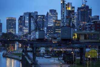 Skyline of Frankfurt am Main, skyscrapers, business and banking district in the city centre, bank