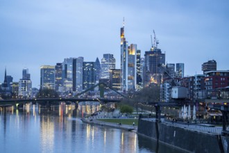 Skyline of Frankfurt am Main, skyscrapers, business and banking district in the city centre, bank