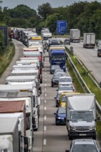 9 km long traffic jam on the A40 motorway heading east, between the Dutch border near Venlo, in