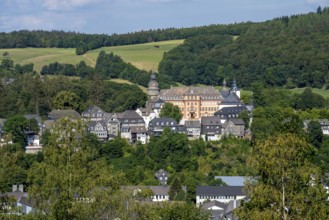 Bad Berleburg, in the district of Siegen-Wittgenstein, Rothaargebirge, Sauerland, upper town, with