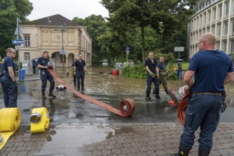 Flood on the Ruhr, after long heavy rainfall the river left its bed and flooded the countryside and