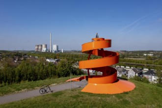 Halde Franz, Haldenzeichen, cycling in the Ruhr area, Halde Franz, Haldenzeichen, orange, snail