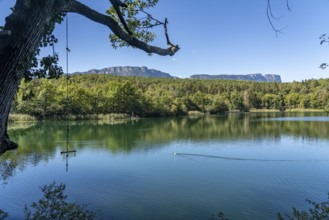 The Montiggler Lakes, on the South Tyrolean Wine Road, biotope and local recreation area, the small