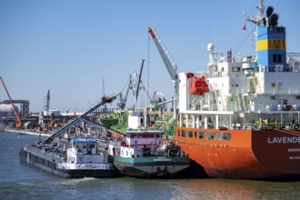 The port of Antwerp, on the Scheldt, is the second largest seaport in Europe, tankers, barges and