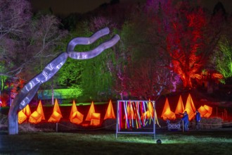 Parkleuchten, event in winter, in the Grugapark in Essen, many different light installations,