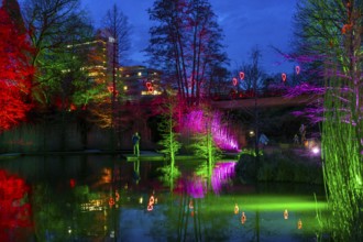 Parkleuchten, event in winter, in the Grugapark in Essen, many different light installations,