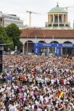 UEFA European Football Championship. Enthusiastic fans at the public viewing in the host city of