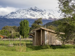 Sauna at refugio Rio Nadis, farm with sheep, horses and touristic services, Patagonia, Chile, South