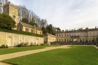 View of the west fronted of the house from the Avenue in garden of Dyrham Park estate,