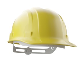 Yellow construction hard hat isolated on a white background