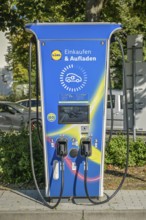 Electric charging station for cars, Lidl supermarket car park, Berlin, Germany, Europe