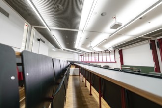 Modern lecture theatre with several rows of seats and neutral design, University of Stuttgart,