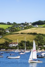 Boats and Yachts on Kingsbridge Estuary in Salcombe and Mill Bay, Batson Creek, Southpool Creek,