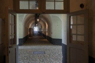 Hallway inside Fort van Liezele, museum about fortresses of the fortified area of Antwerp,