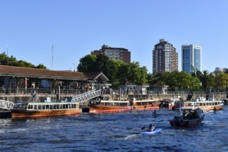 Typical passenger boats on the Rio Lujan in Tigre, the recreational area on the delta of the Rio