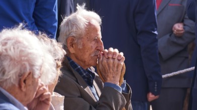 Survivors of the massacre of 3.6.1941, Thoughtful elderly man in a conversation in autumnal