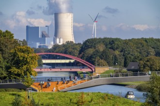 New bridge over the Rhine-Herne Canal and the Emscher, leap over the Emscher, bicycle and