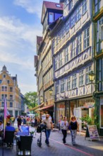 Old town alley with half-timbered houses, Hanover, Lower Saxony, Germany, Europe