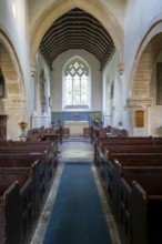 Interior of village parish church of Saint Andrew, Ogbourne St Andrew, Wiltshire, England, UK