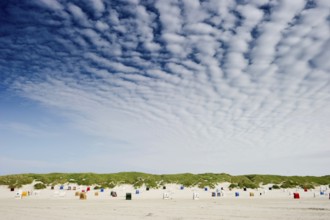 Beach chairs by the sea, Amrum, North Frisian Islands, Schleswig-Holstein, Germany, Europe