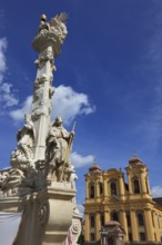 Banat, Timisoara, Timisoara, Old Town, Catholic Cathedral and part of the Trinity Column or Plague