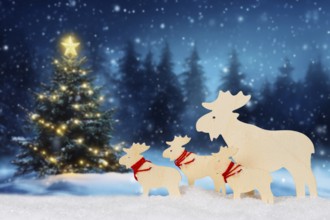 Christmas card for Christmas Card with reindeer moose and text free space Copyspace decoration and