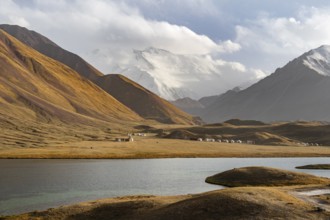 Lake, Lenin Peak, Pamir Mountains, Osh Province, Kyrgyzstan, Asia