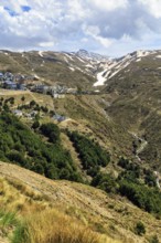 Sierra Nevada Ski Station, snow remains, winter sports resort Pradollano in spring, Granada,