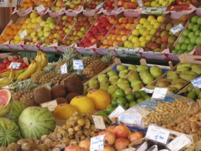 Market stall with different types of fruit and vegetables