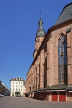 Heidelberg, Germany June 28th 2024: Town square with famous church in Heidelberg, Germany, Church