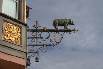 Nose shield with a bear figurine, Rottweil, Baden-Württemberg, Germany, Europe