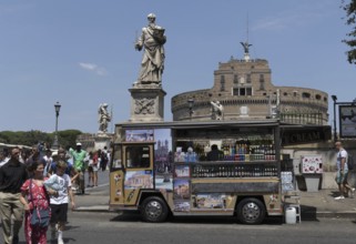 Angel's Bridge and Castel Sant'Angelo, or Mausoleo di Adriano, in Rome, Italy, Europe