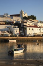 Ferragudo and Rio Arade Bay in the evening light, Algarve, Portugal, Europe