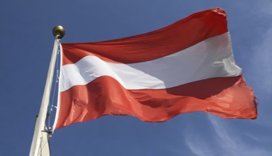 Flag, the national flag of Austria fluttering in the wind