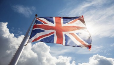 The flag of Great Britain flutters in the wind