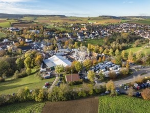 Aerial view of the town of Tengen, during the 734th Schätzele market, one of the most important