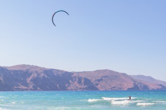 Kitesurfing, Episkopi beach, Rethymno, Crete, Greek Islands, Greece, Europe