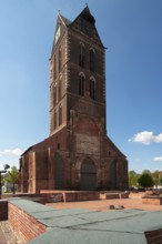 St.Marien, 14th century, except for the tower destroyed in World War II, in front foundation wall