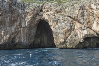 Sea caves on the coast of Santa Maria di Leuca, Apulia, Salento, Italy, Europe