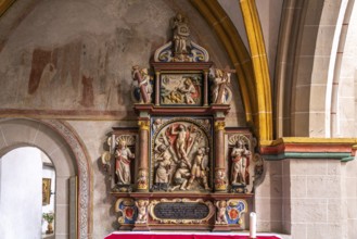 St John's altar in the interior of the collegiate church of St Castor in Karden, Treis-Karden,