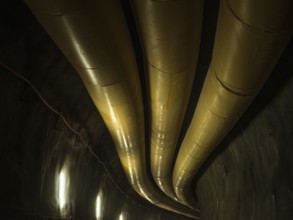 Ventilation hoses in construction lot H41 in the Sill Gorge, Brenner Base Tunnel, Tyrol, Austria,