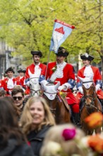 Parade of historically costumed guildsmen, Sechseläuten or Sächsilüüte, Zurich Spring Festival,