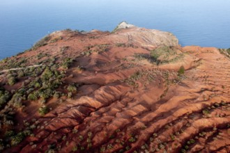 Red earth, erosion, above the cliff, Agulo, La Gomera, Canary Islands, Spain, Europe