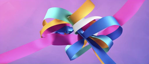 Illustration of abstract minimalist ribbon designs that rotate and change colors, creating a rhythm