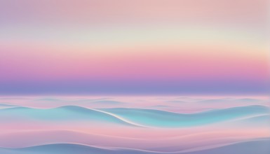 Abstract horizon line with layers of soft, pastel colors rising and falling, creating a soothing