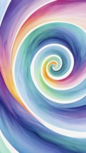 Spiral shape that slowly expands, rotates, and shifts colors in a soft gradient, invoking a