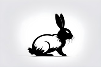 Abstract black icon of an Easter bunny, AI generated